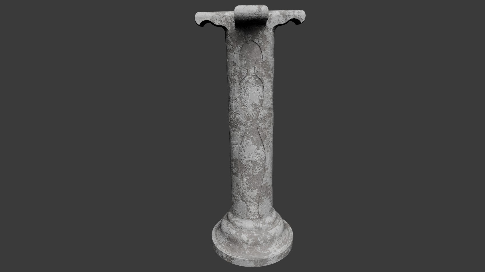 Marble pillar — wear in the stone, a figure in the relief.